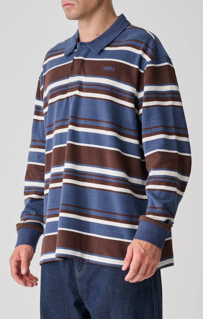 Peach Stripe Rugby - Navy