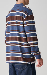 Peach Stripe Rugby - Navy