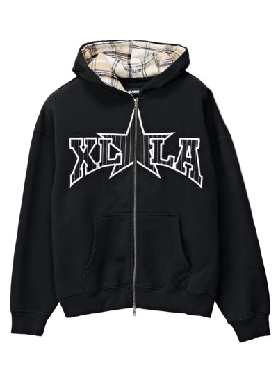 X-Large - LA Star Gorilla Fit Zip Thru Hooded Fleece - Black