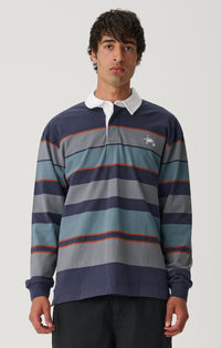 Variagated Stripe Rugby - Navy