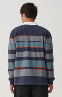 Variagated Stripe Rugby - Navy