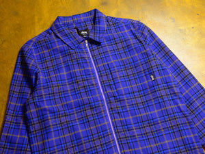 Shadow Plaid Zip-Up Shirt - Blue