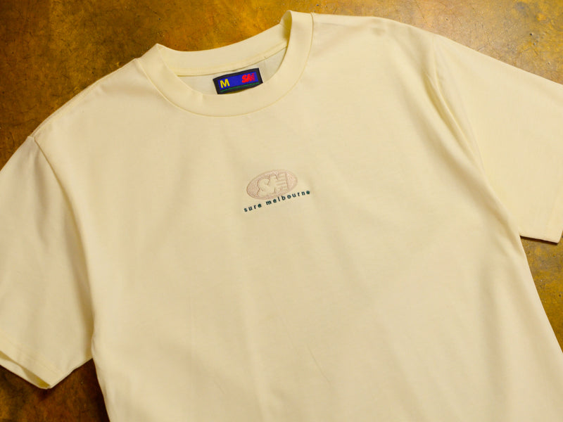 SM Oval Heavyweight Embroidered T-Shirt - Butter