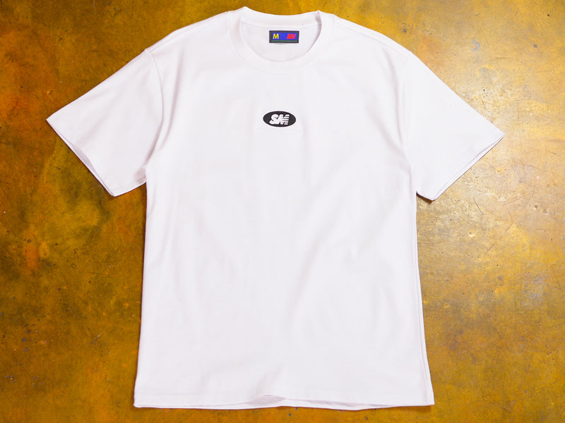 SM Oval Heavyweight Embroidered T-Shirt - White / Black