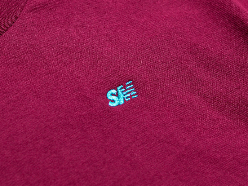 SM Classic Micro Embroidered T-Shirt - Burgundy / Teal