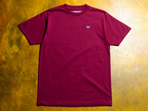 SM Classic Micro Embroidered T-Shirt - Burgundy / Teal