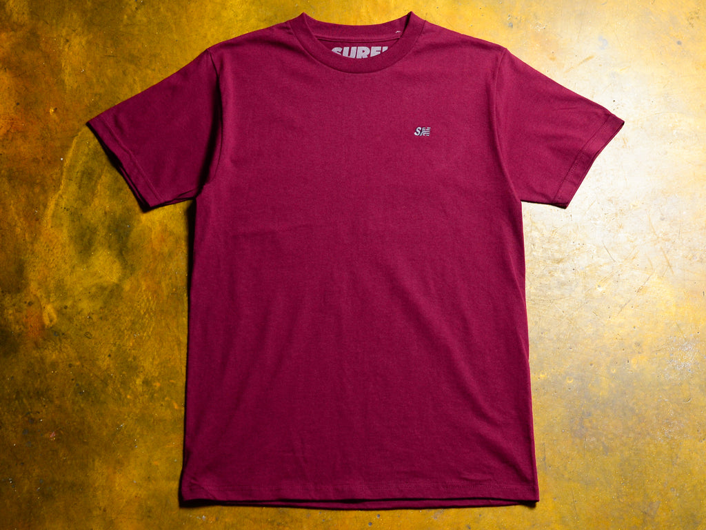 SM Classic Micro Embroidered T-Shirt - Burgundy / Dark Grey