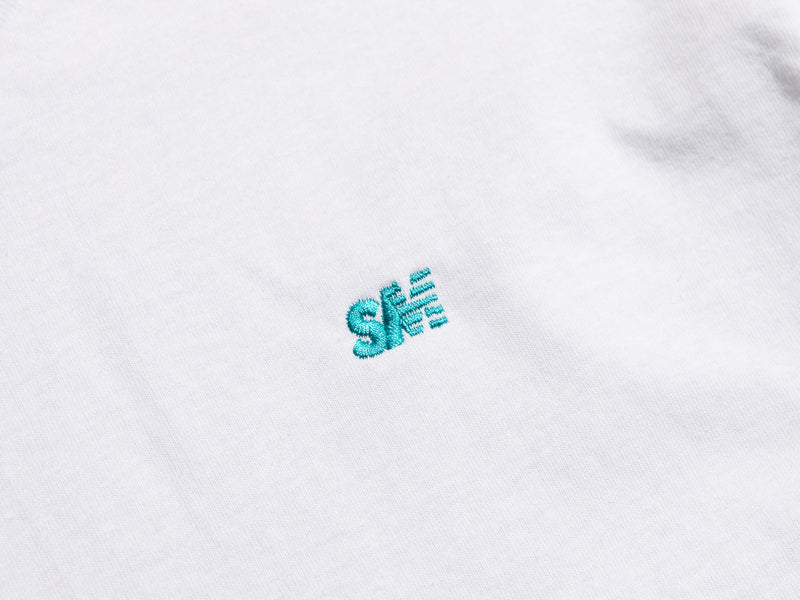 SM Classic Micro Embroidered T-Shirt - White / Teal