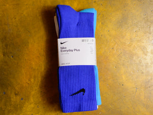 Nike Everyday Cushioned Crew Socks 3pk - Royal / Light Blue / White