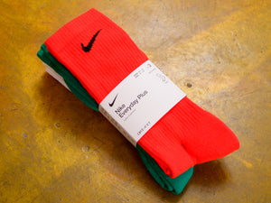Nike Everyday Cushioned Crew Socks 3pk - Red / Green / White