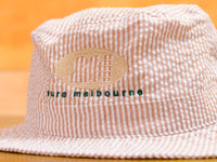 SM Oval Embroidered Seersucker Bucket Hat - Brown / White