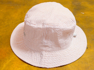 SM Oval Embroidered Seersucker Bucket Hat - Brown / White