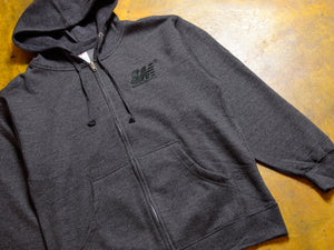 SM Embroidered Zip Hooded Fleece - Charcoal / Black