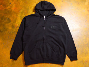 SM Embroidered Zip Hooded Fleece - Black / Black