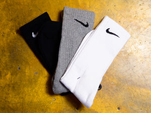 Nike Everyday Cushioned Crew Socks 3pk - Black / White / Grey