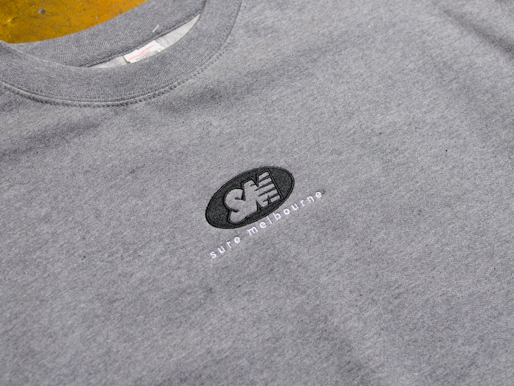 SM Oval Embroidered Crew - Gunmetal Grey