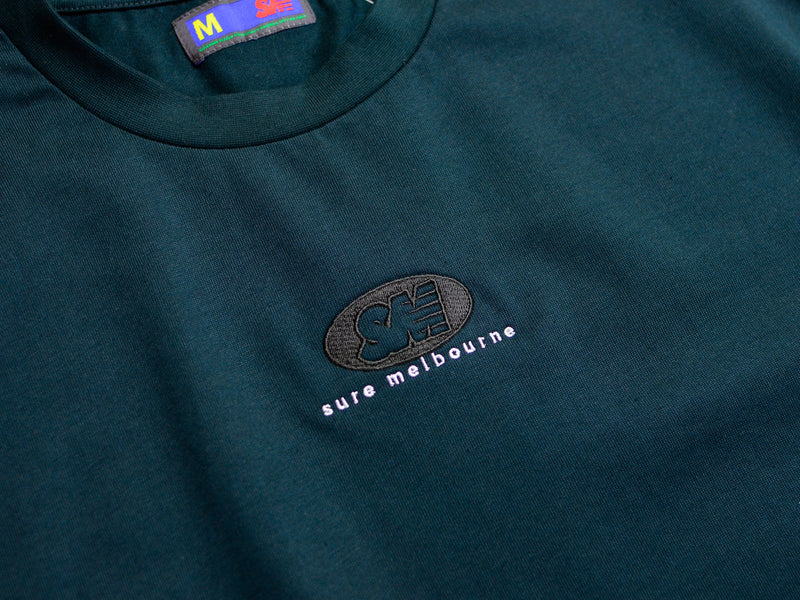 SM Oval Heavyweight Embroidered T-Shirt - Pine Green / Black