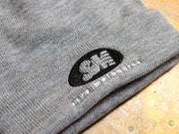 SM Oval Embroidered Cuff Beanie - Grey Marle / Black
