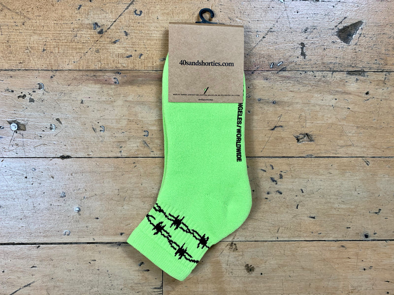 Barb Wire Half Socks - Safety Green